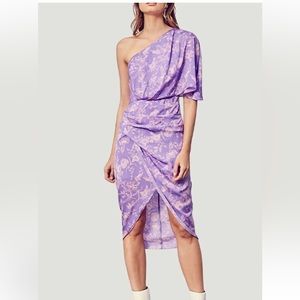 NWT DO+BE One-Shoulder Dress In Purple/Turquoise Multi Floral Size M